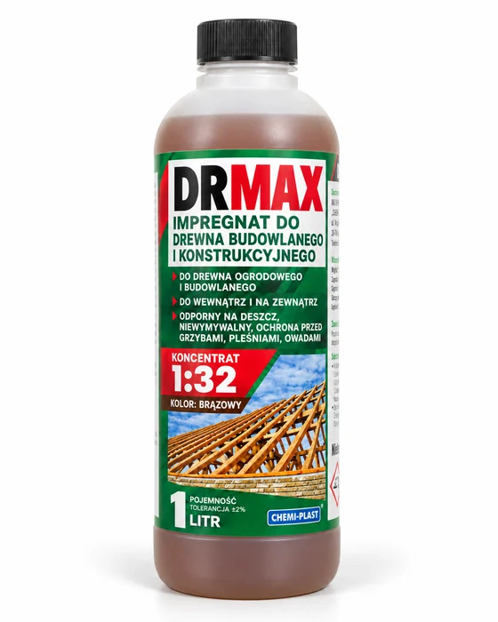 DRMAX Impregnat do drewna 1:32 brązowy, 1 l