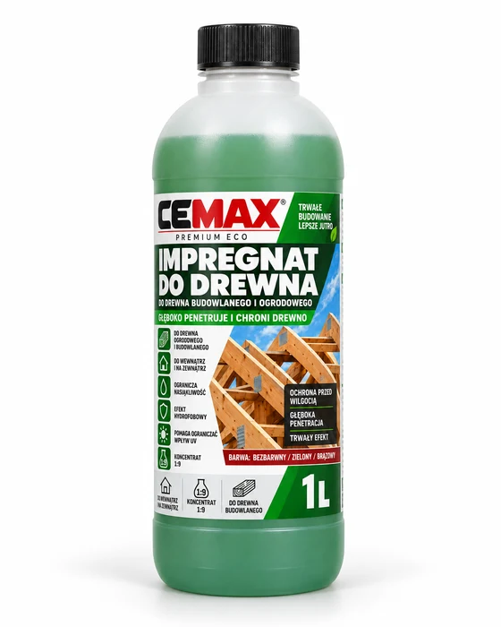 CEMAX Impregnat do drewna budowlanego i konstrukcyjnego koncentrat 1:9 zielony, 1 l